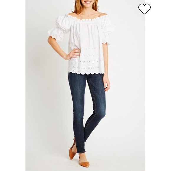 Tyler Boe Carrie Eyelet Topper Off Shoulder Blouse - Picture 3 of 7